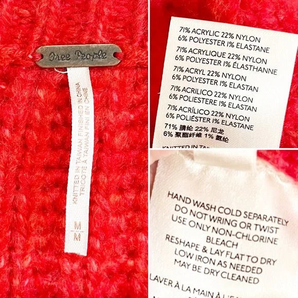 BOGO! Free People Carter Soft Chunky Knit Pullover Red Size Medium - Picture 10 of 10